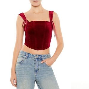 forever21 velvet bow bustier crop top